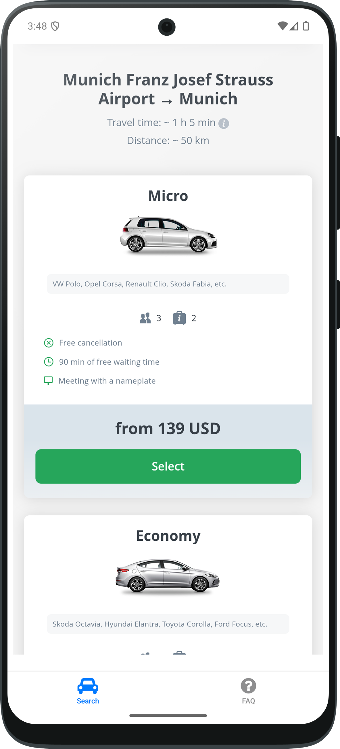 Kiwi Taxi app screenshot